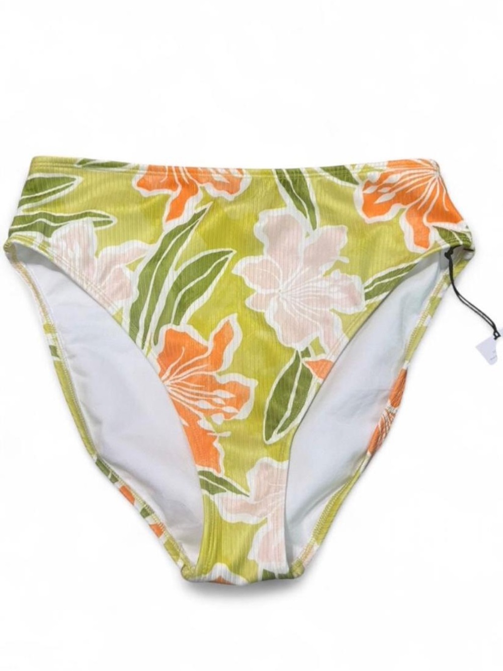 High-Waist Floral Bikini Bottoms in Lime & Orange